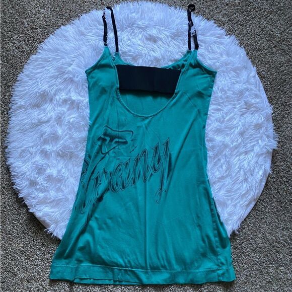 FOX Racing Dress Stretchy Elastic Back Adjustable Spaghetti Straps Teal Small - Picture 2 of 8